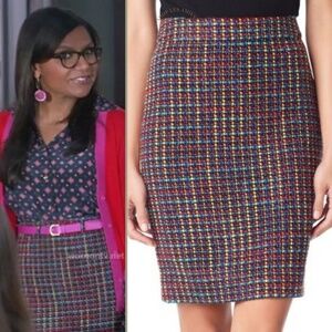 KATE SPADE Judy Wool Tweed Multicolor Classic High Waist Pencil Skirt 00